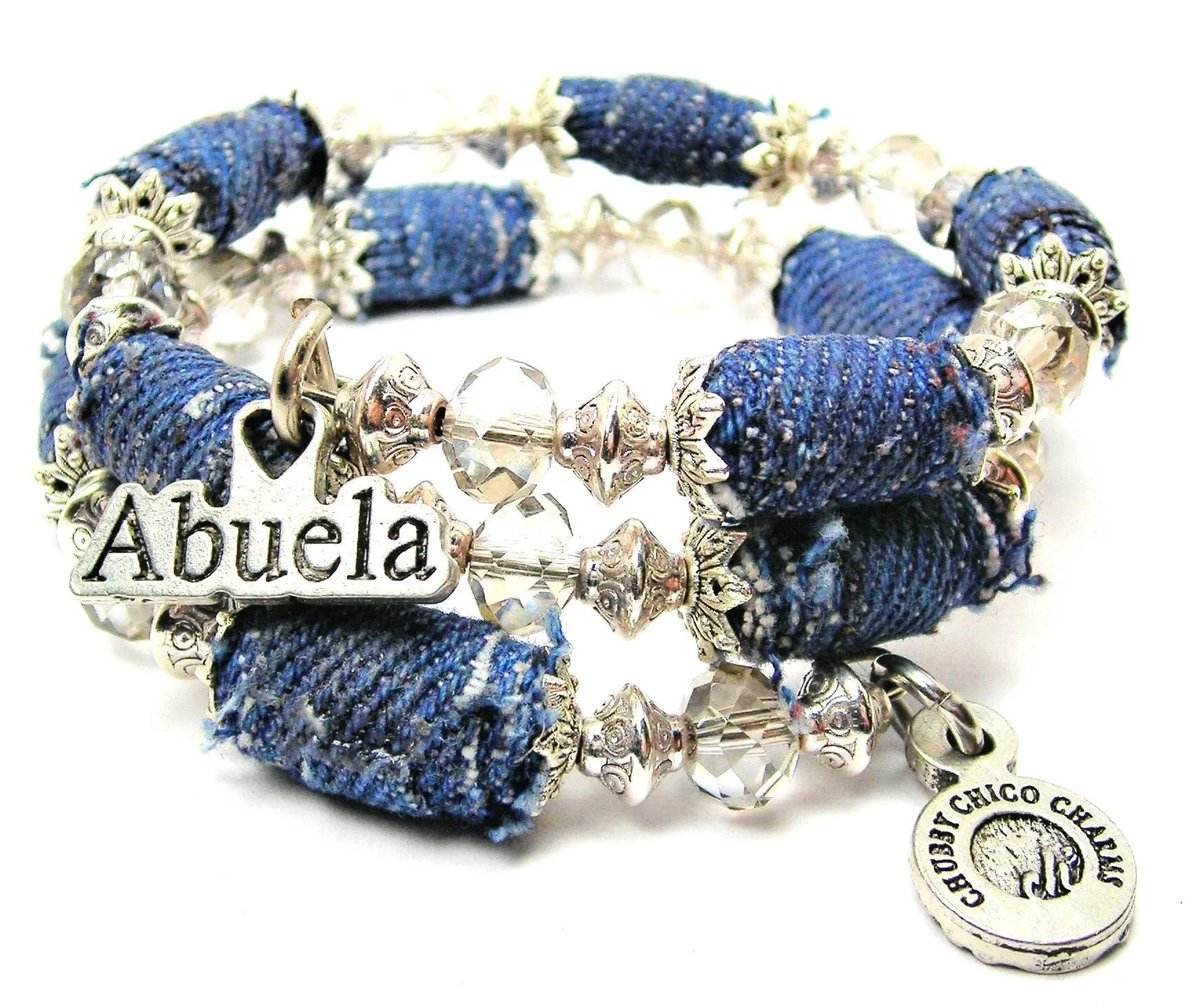 Abuela Blue Jean Beaded Wrap Bracelet