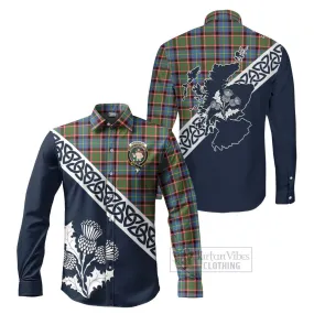 Aikenhead Tartan Long Sleeve Button Shirt Featuring Thistle and Scotland Map