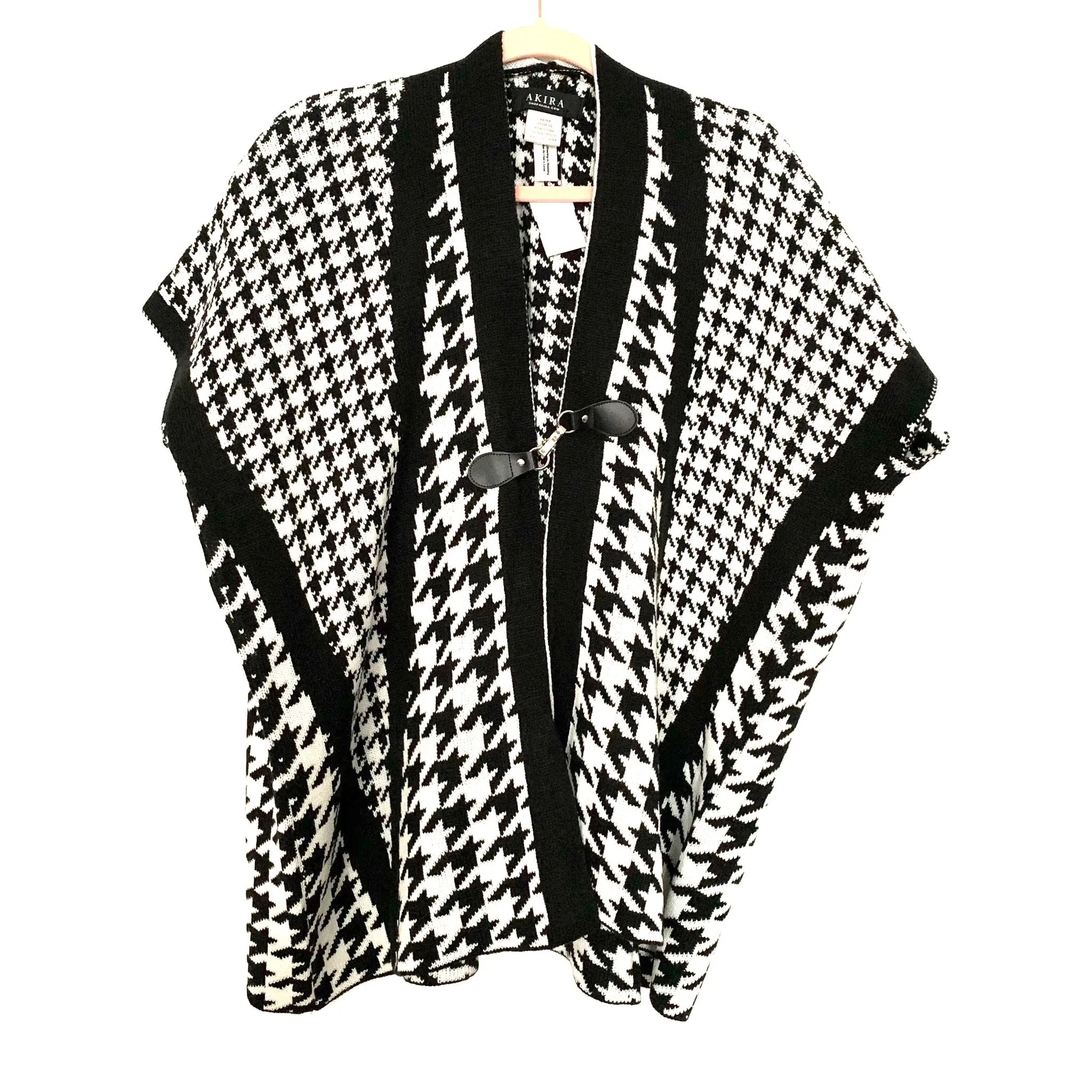 Akira Houndstooth Arm Hole Poncho NWT- Size One Size