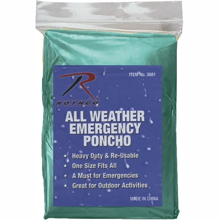 All Weather Emergency Poncho Pocket Size