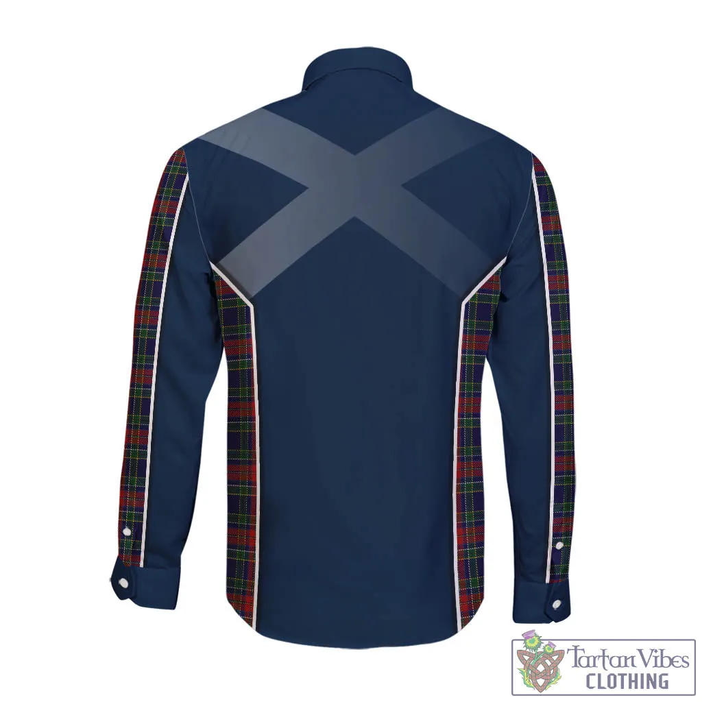 Allison Red Tartan Long Sleeve Button Up Shirt with Family Crest and Scottish Thistle Vibes Sport Style