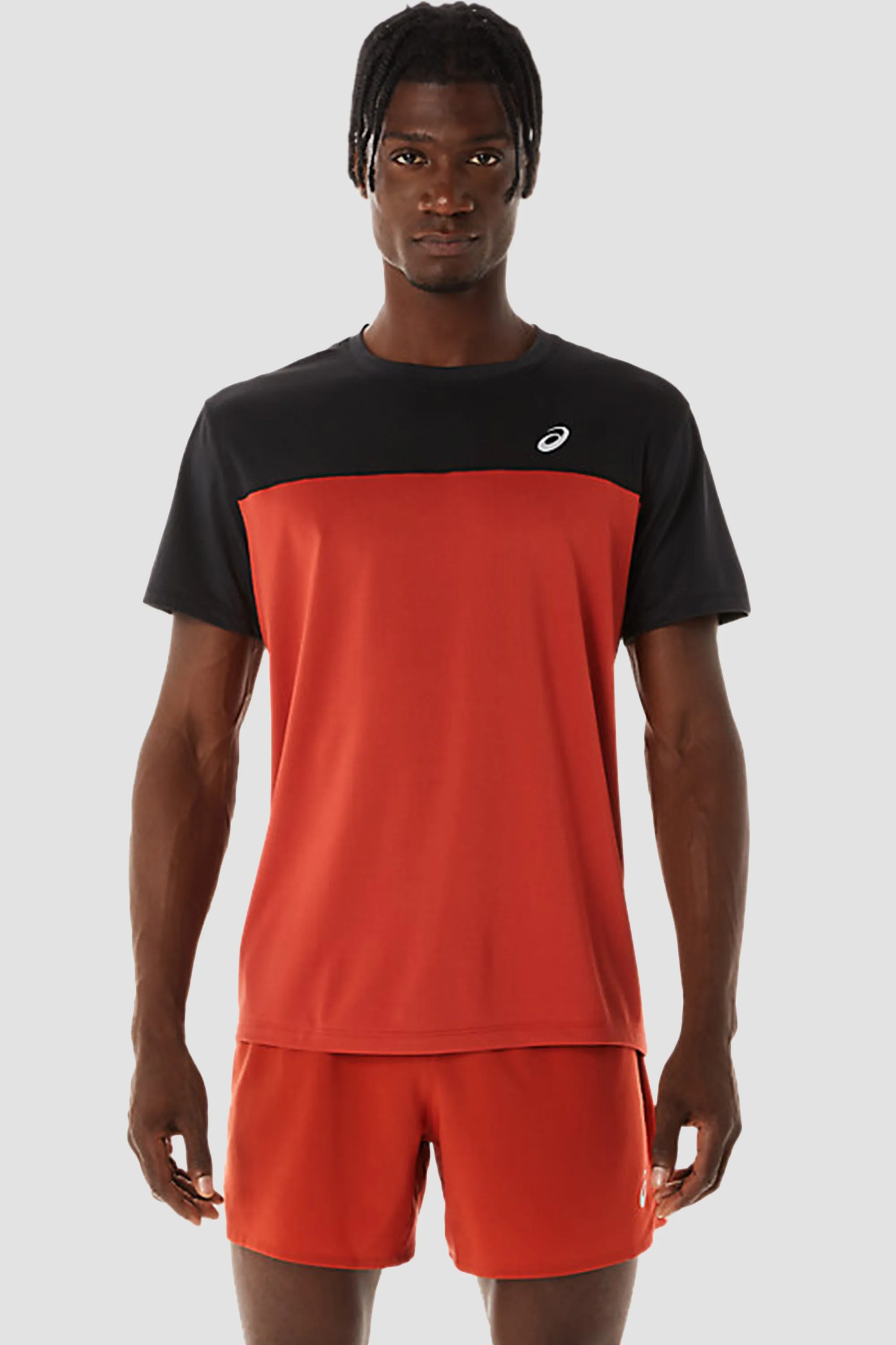 ASICS Men's Race SS Top in Black/Spice Latte