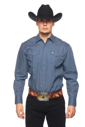 Avalon Men´s Printed Long Sleeve Blue Shirt