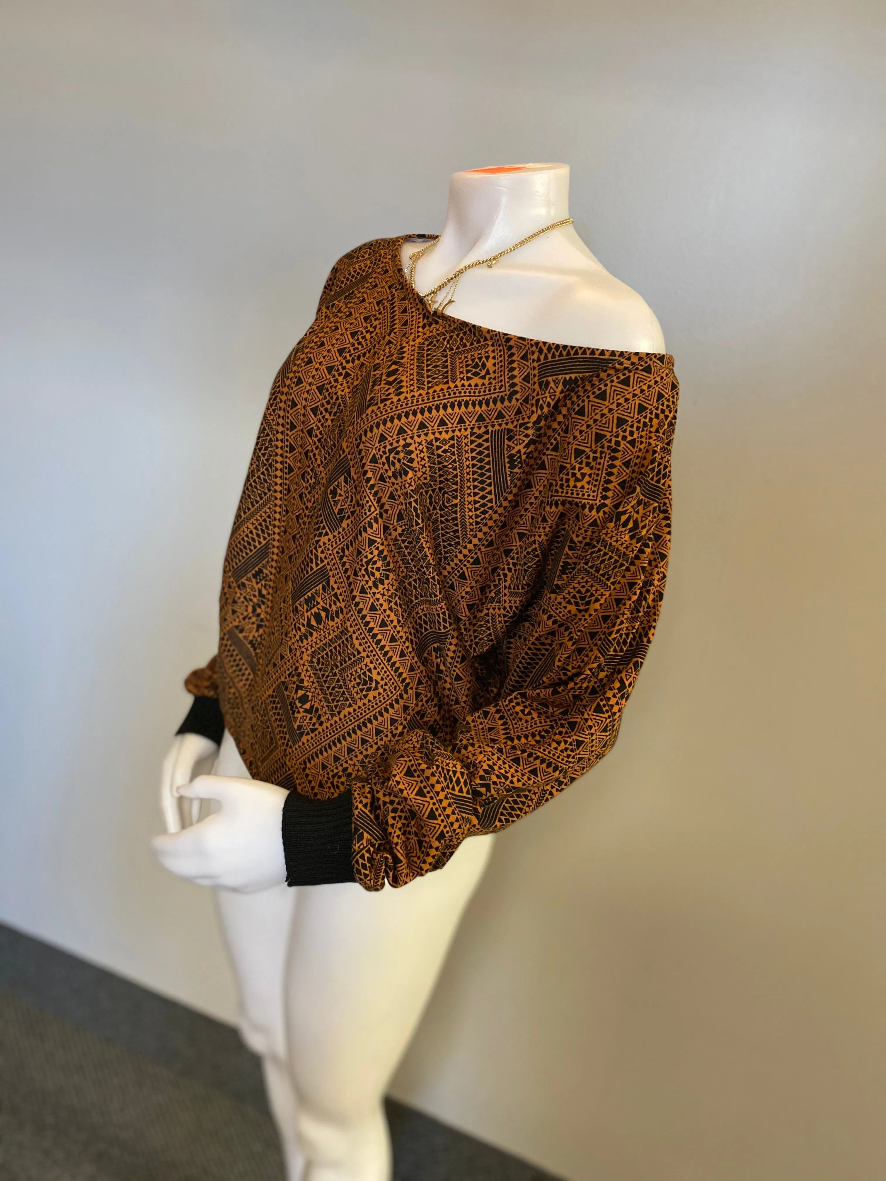 Aztec print slouchy sweater