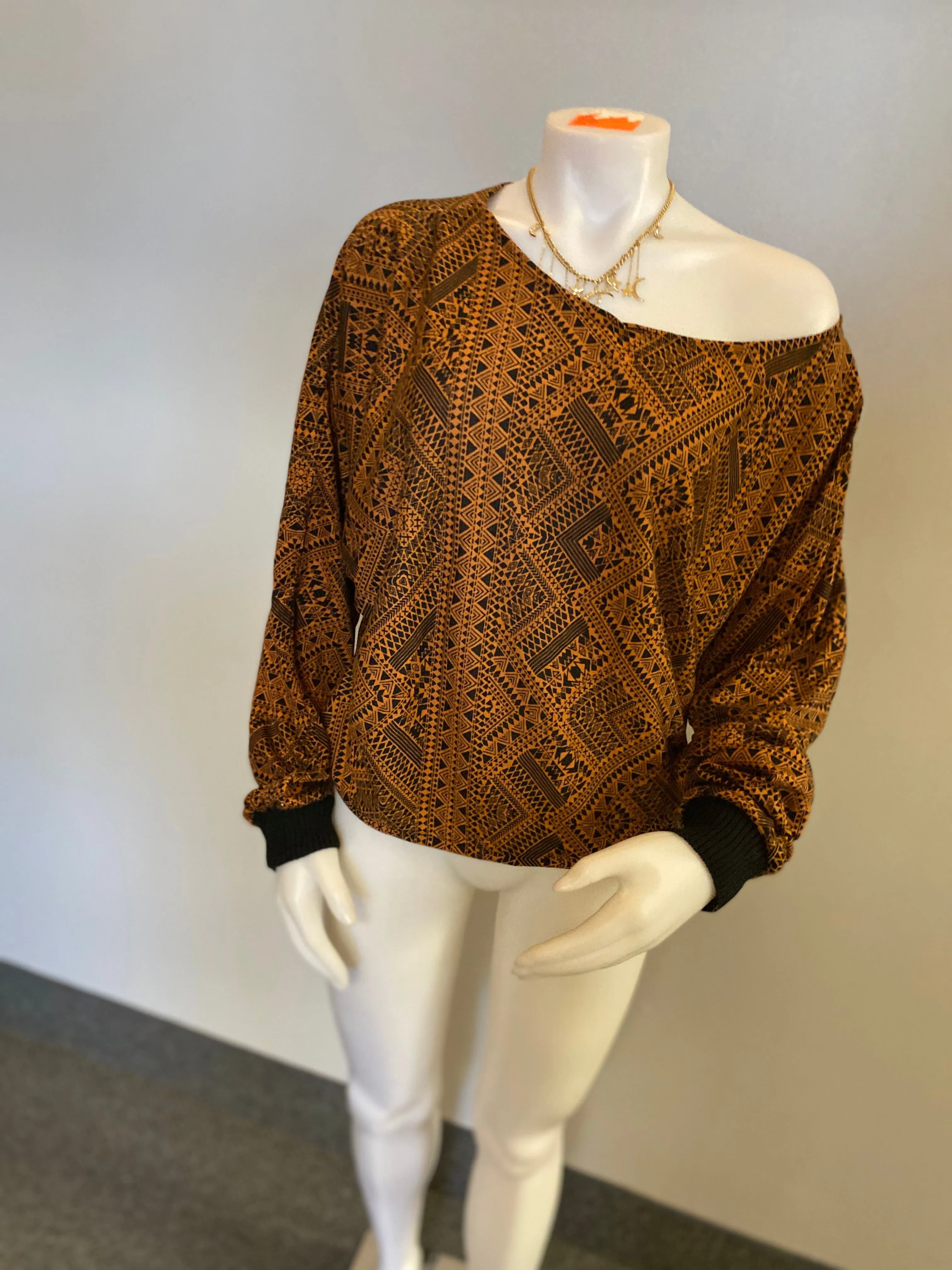 Aztec print slouchy sweater