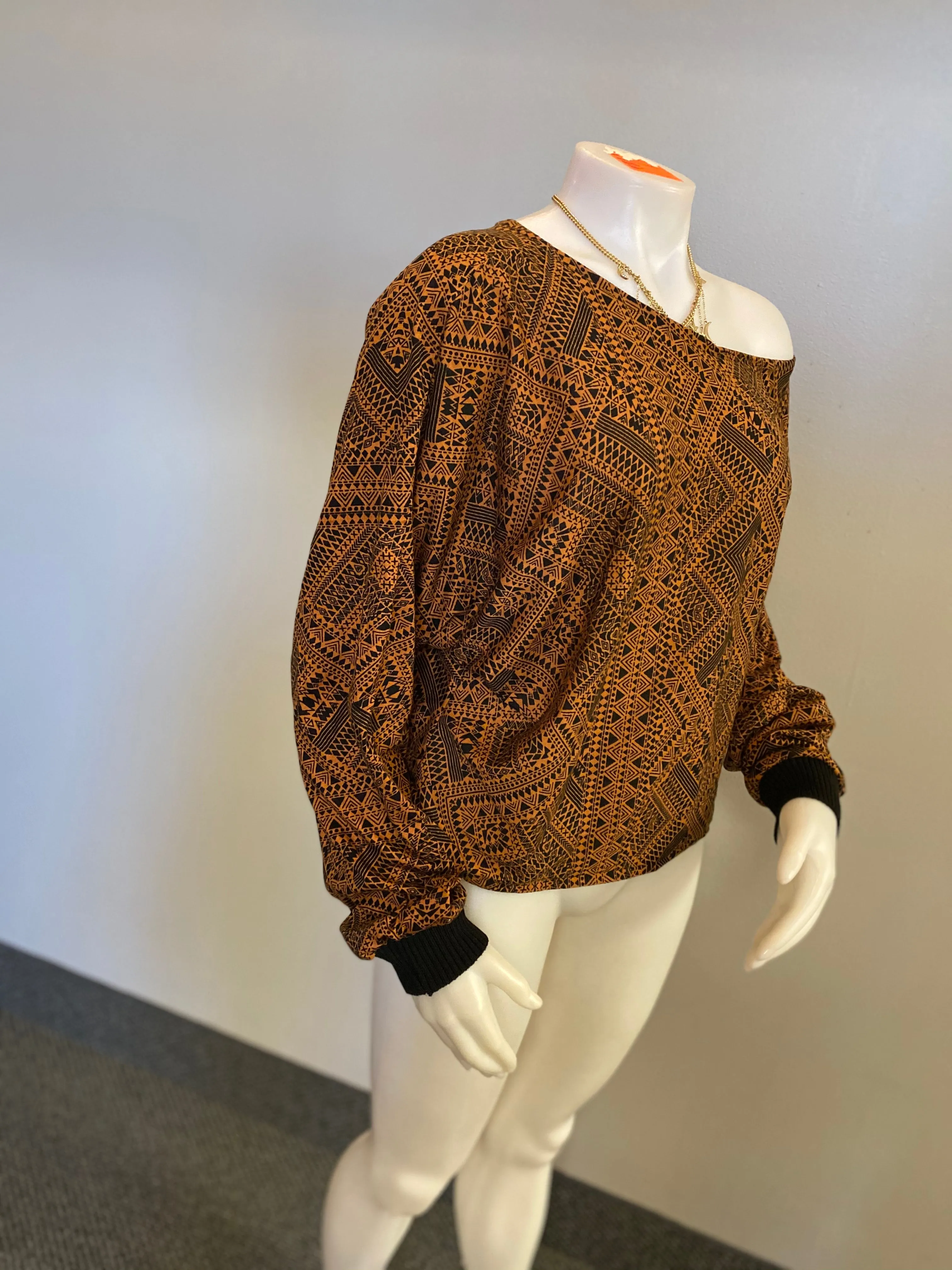 Aztec print slouchy sweater