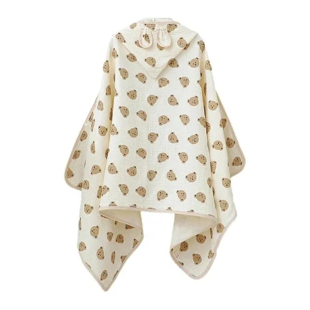 Baby Hooded Muslin Bath Towel Bears