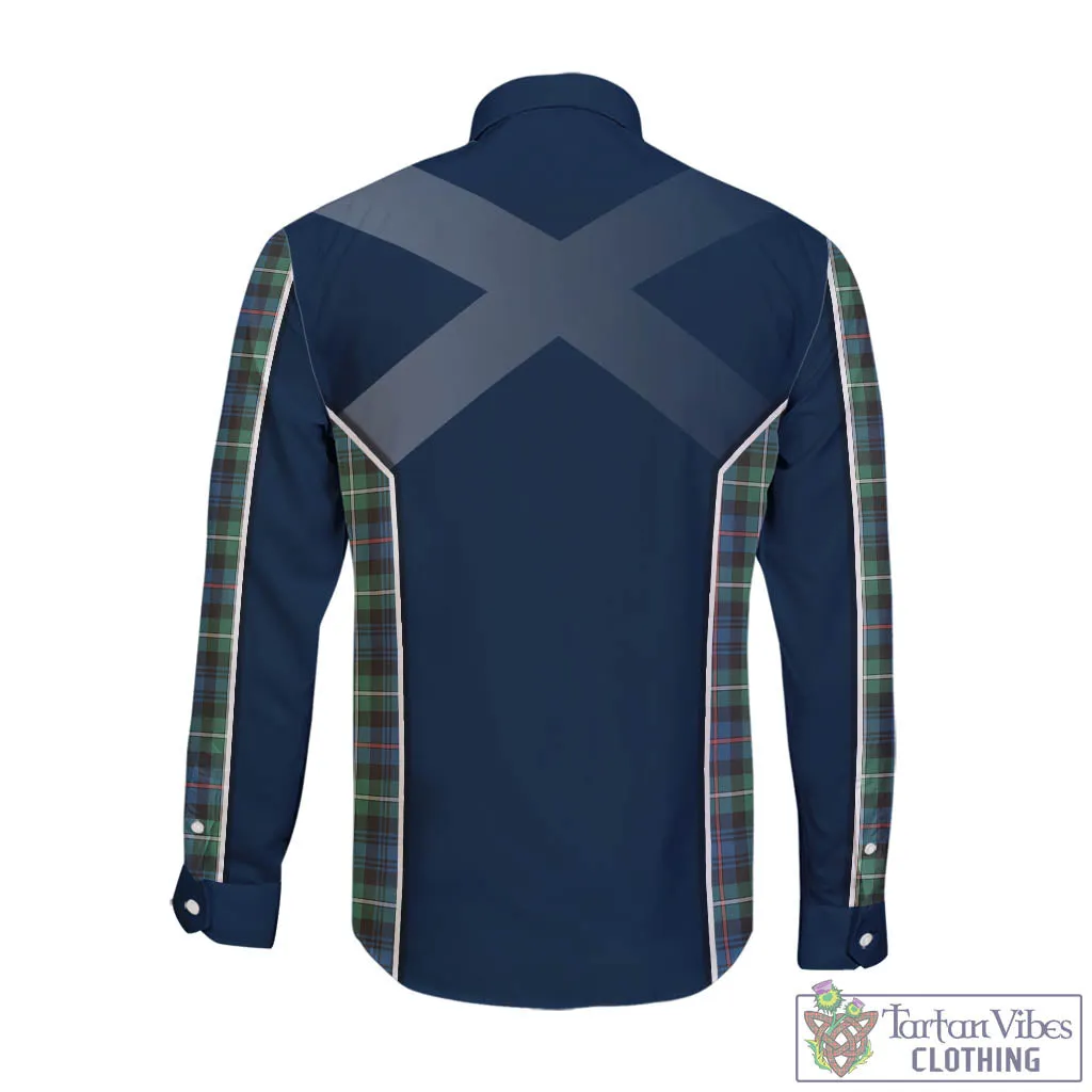 Baillie Ancient Tartan Long Sleeve Button Up Shirt with Family Crest and Lion Rampant Vibes Sport Style