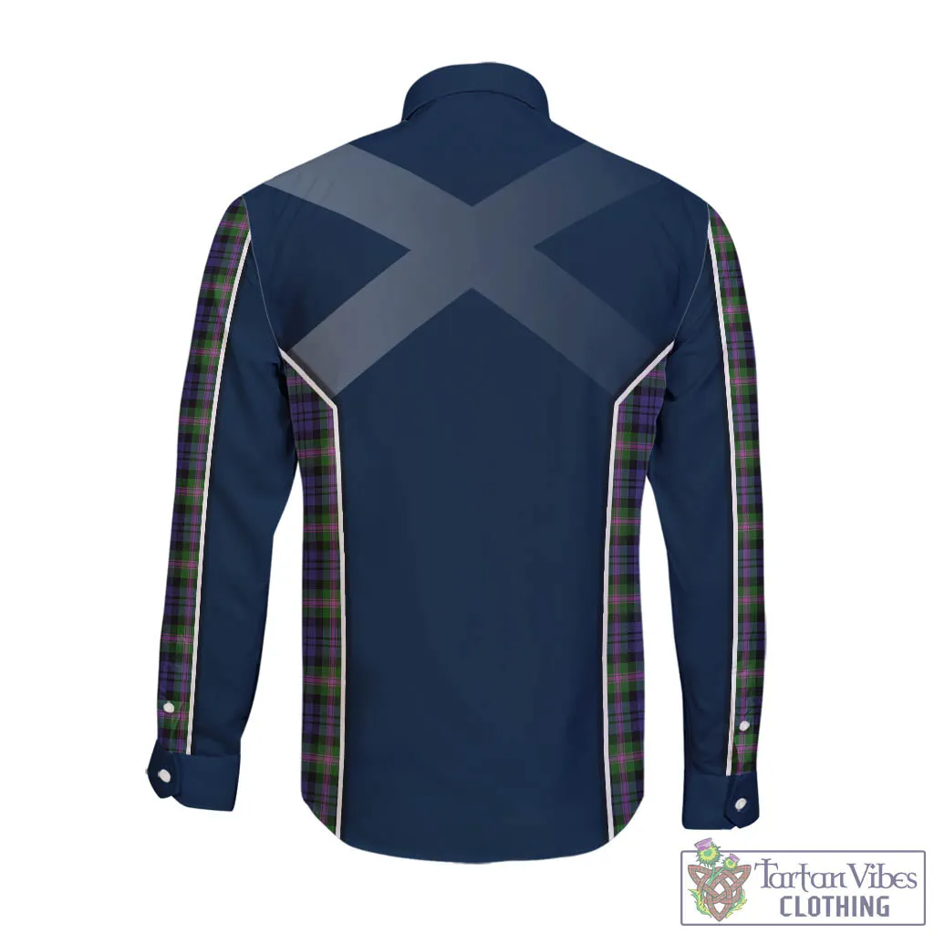 Baird Modern Tartan Long Sleeve Button Up Shirt with Family Crest and Scottish Thistle Vibes Sport Style