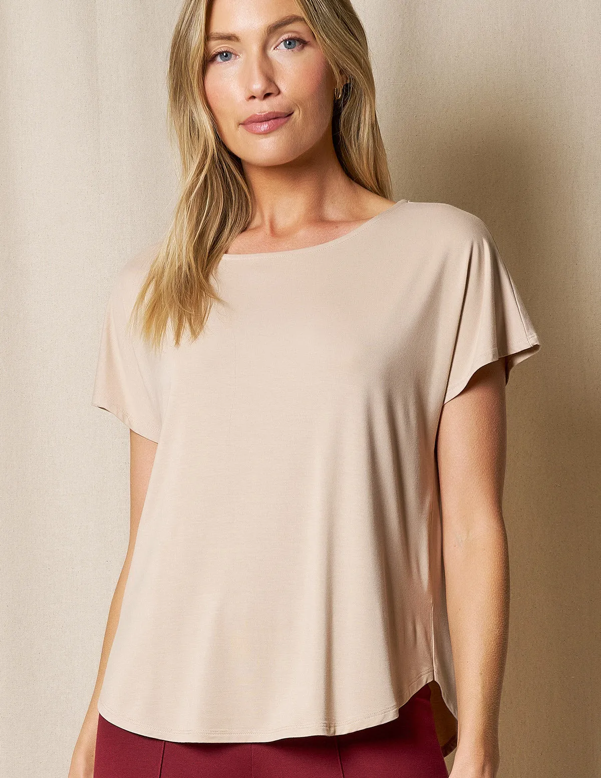 Bamboo Dolman Tee - Almond