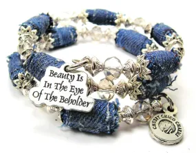 Beauty Is In The Eye Of The Beholder Blue Jean Beaded Wrap Bracelet