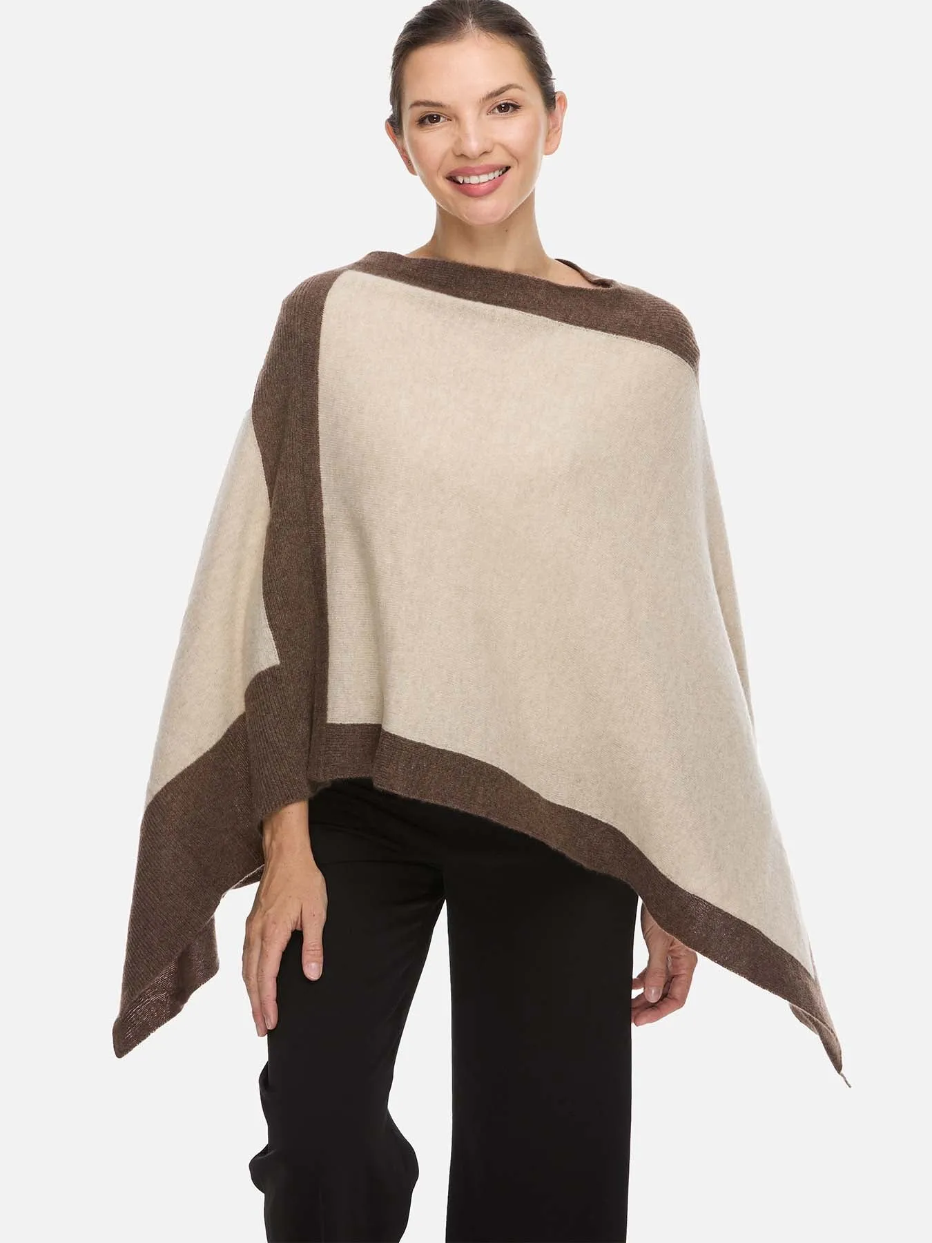 Beige Cashmere Poncho