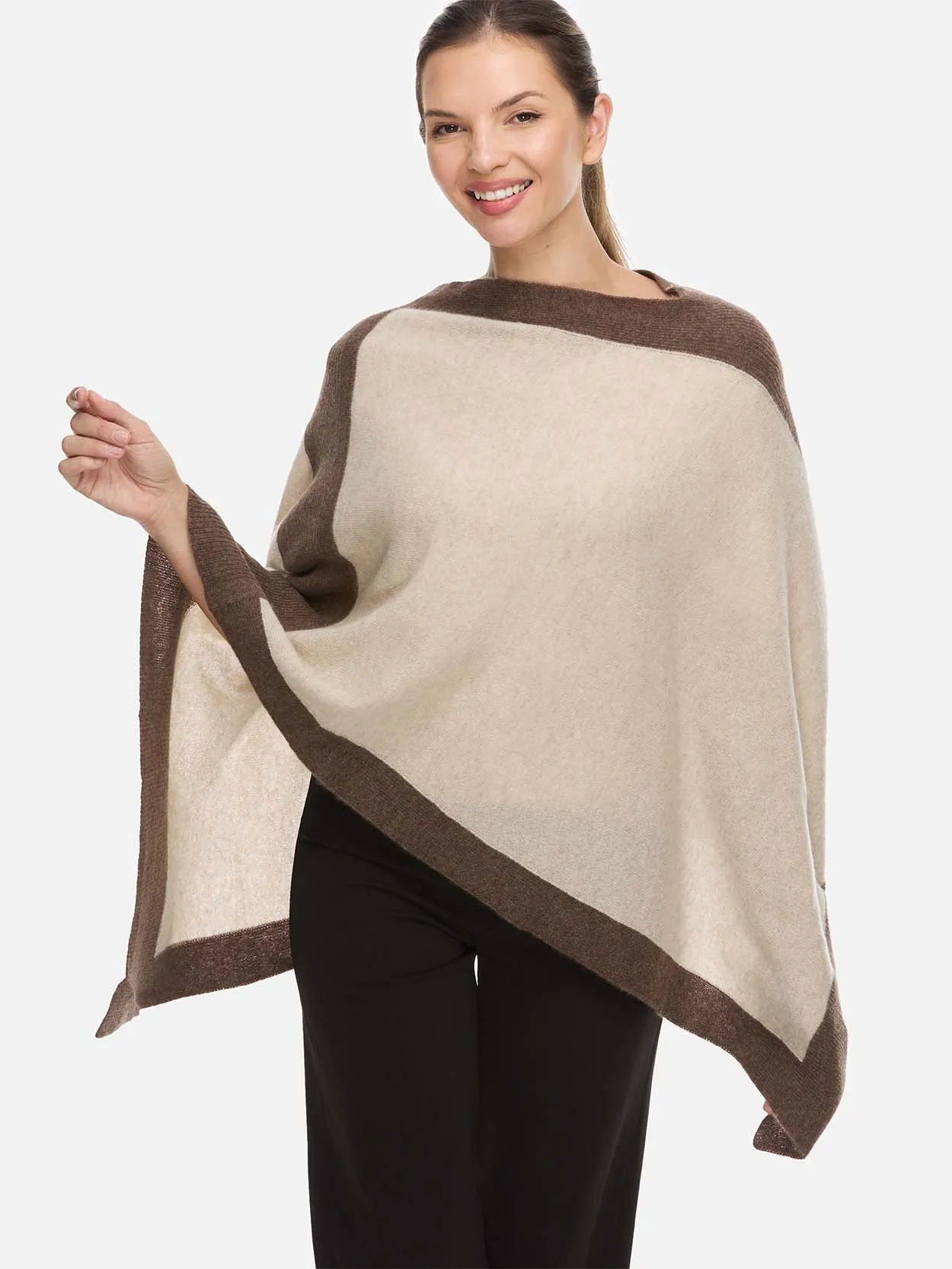 Beige Cashmere Poncho