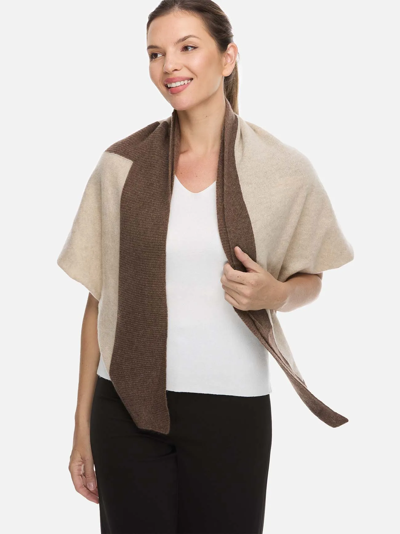 Beige Cashmere Poncho