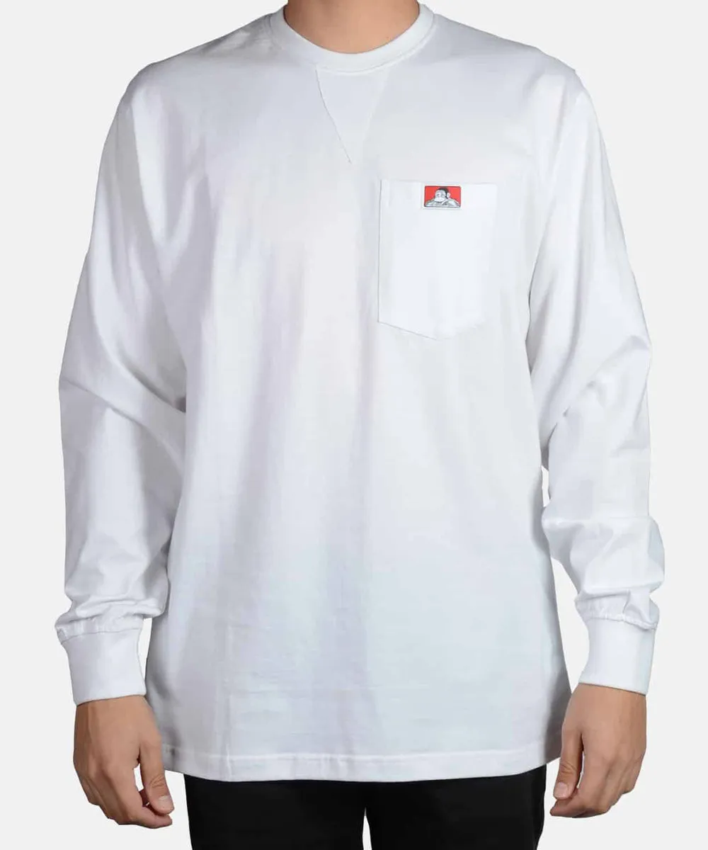 Ben Davis Heavy-Duty Long Sleeve Pocket T-shirt - White