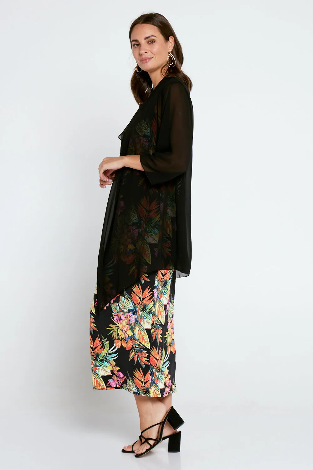 Bianca Chiffon Waterfall Jacket - Black