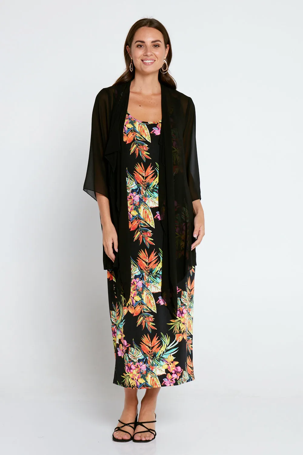 Bianca Chiffon Waterfall Jacket - Black