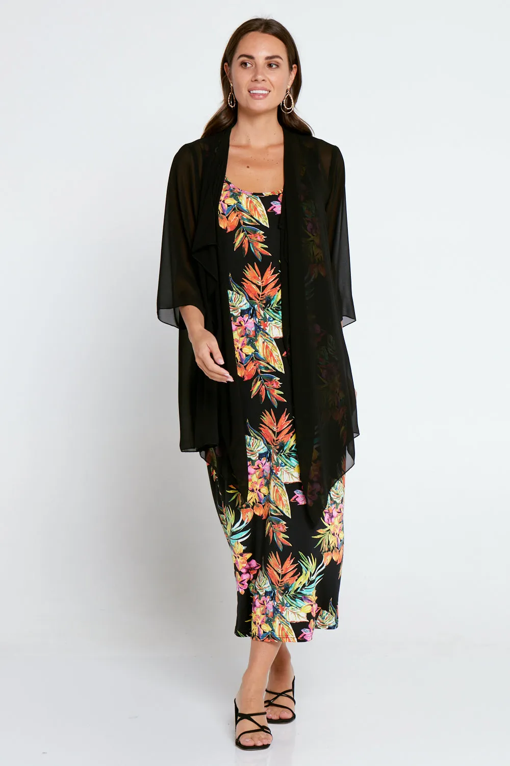 Bianca Chiffon Waterfall Jacket - Black