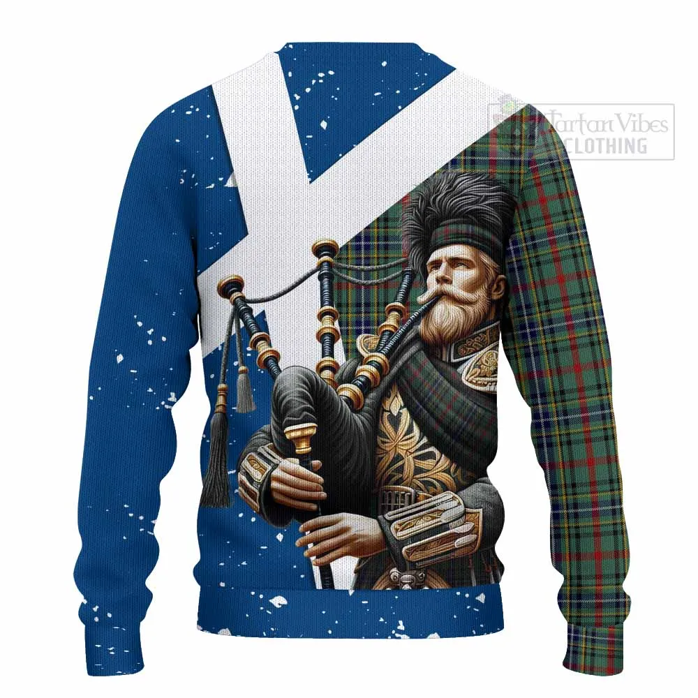 Bisset Tartan Knitted Sweater with Family Crest Scottish Bagpiper Vibes