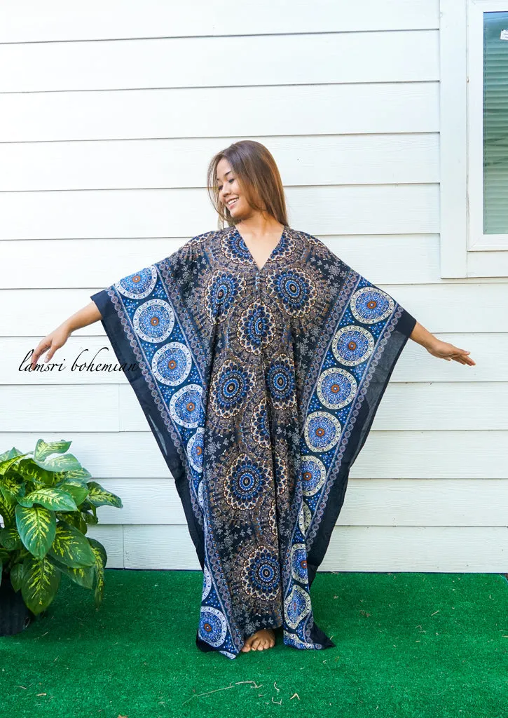 Black Mandala Boho Kaftan