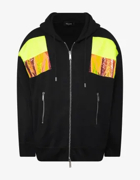 Black Neon Panelled Hoodie