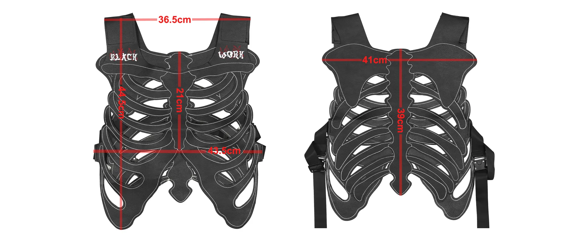 Black Work Skeleton Vest