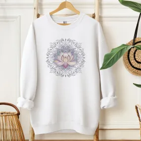 Bohemian Lotus Flower Mandala T-Shirt, Spiritual Yoga Top, Unisex Graphic Tee, Zen Clothing, Casual Wear, Gift for Her Sweatshirt