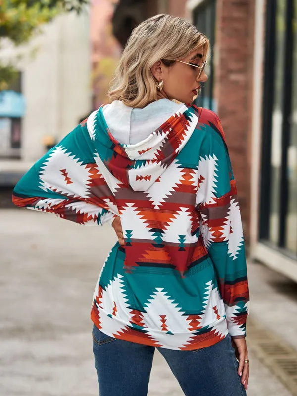 Boho Western Aztec Light Weight Pullover Hoody