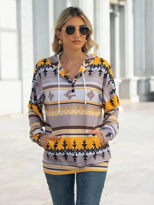 Boho Western Aztec Light Weight Pullover Hoody