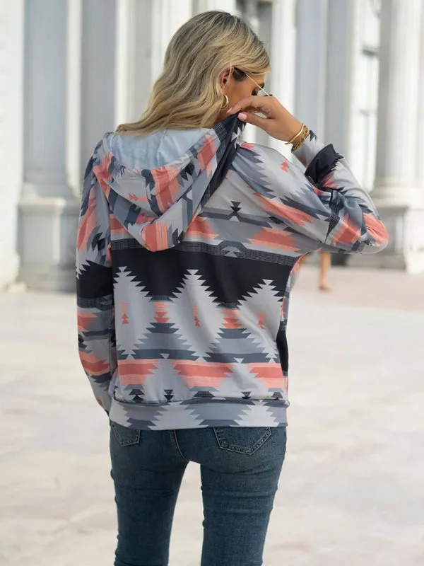 Boho Western Aztec Light Weight Pullover Hoody