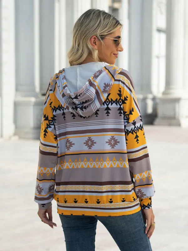 Boho Western Aztec Light Weight Pullover Hoody