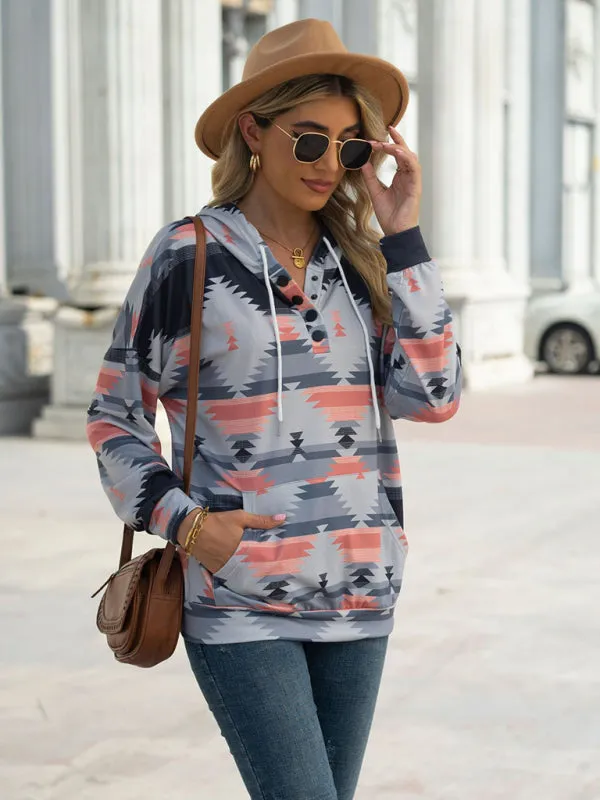 Boho Western Aztec Light Weight Pullover Hoody