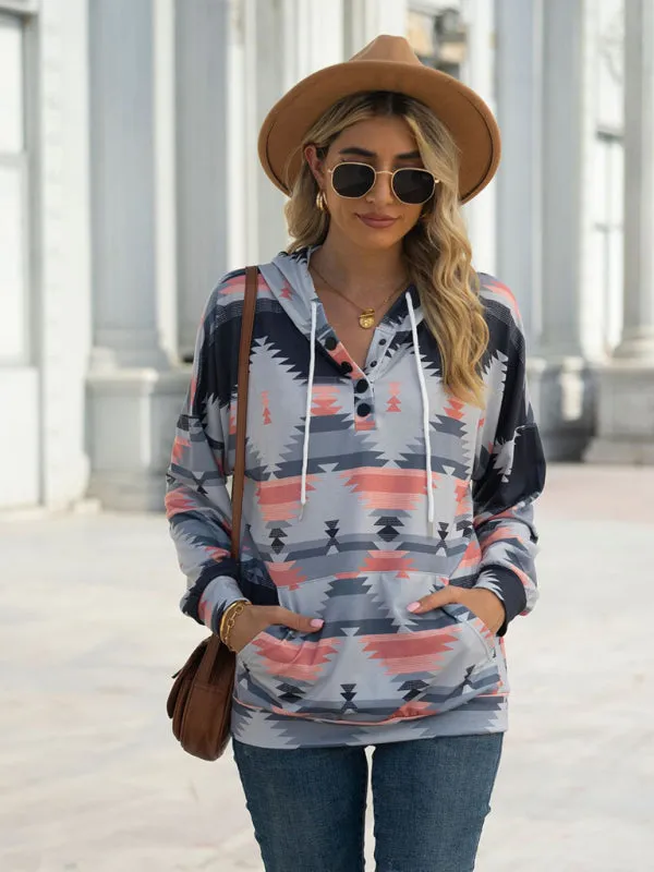 Boho Western Aztec Light Weight Pullover Hoody