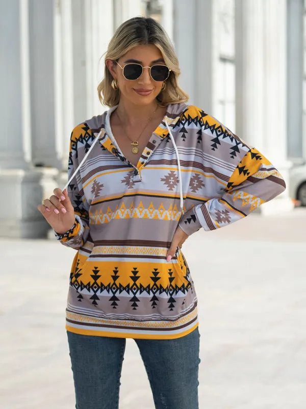 Boho Western Aztec Light Weight Pullover Hoody