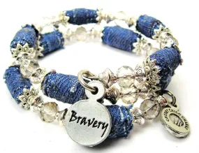 Bravery Circle Blue Jean Beaded Wrap Bracelet