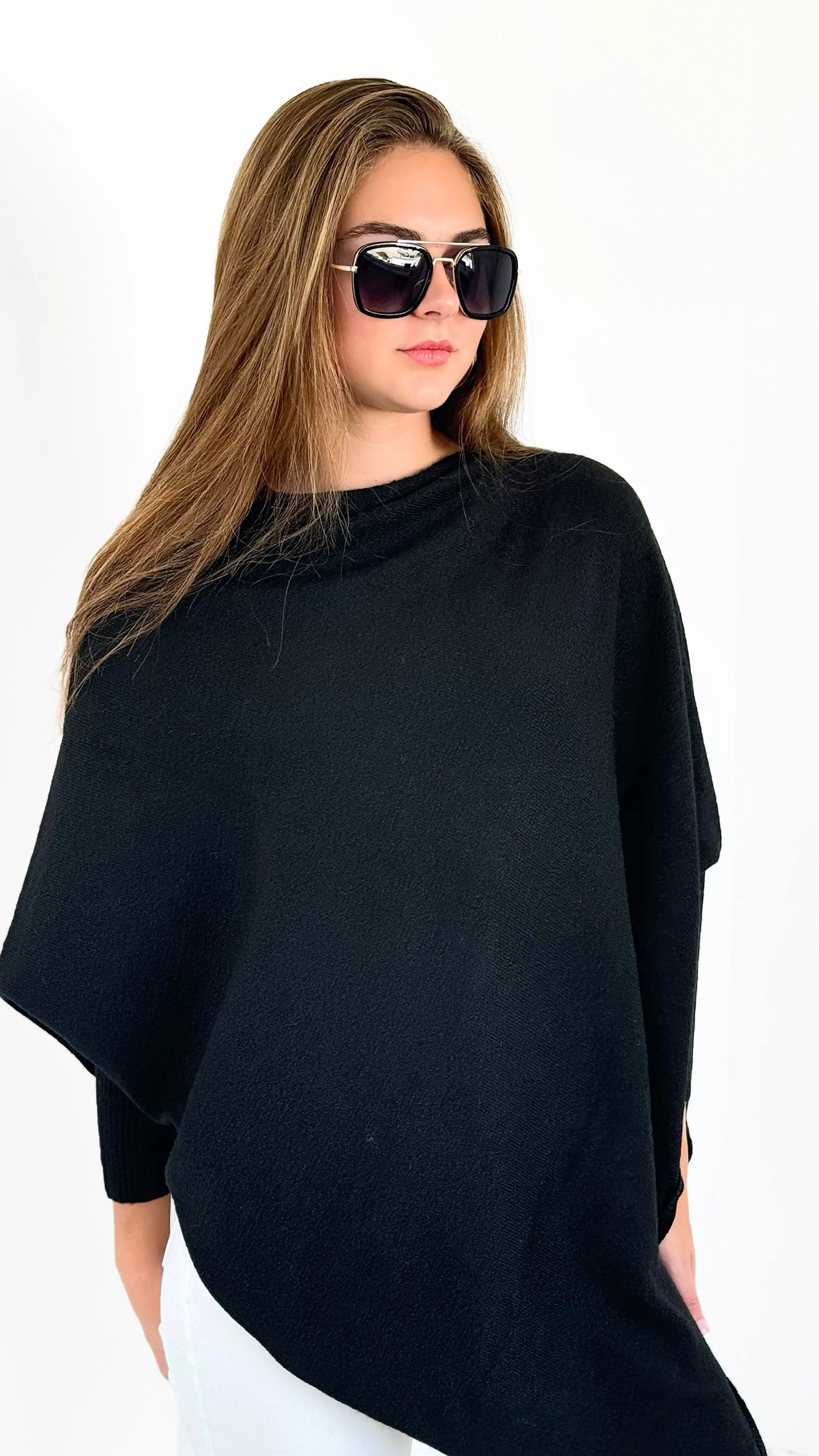 Breeze Knit Poncho - Black