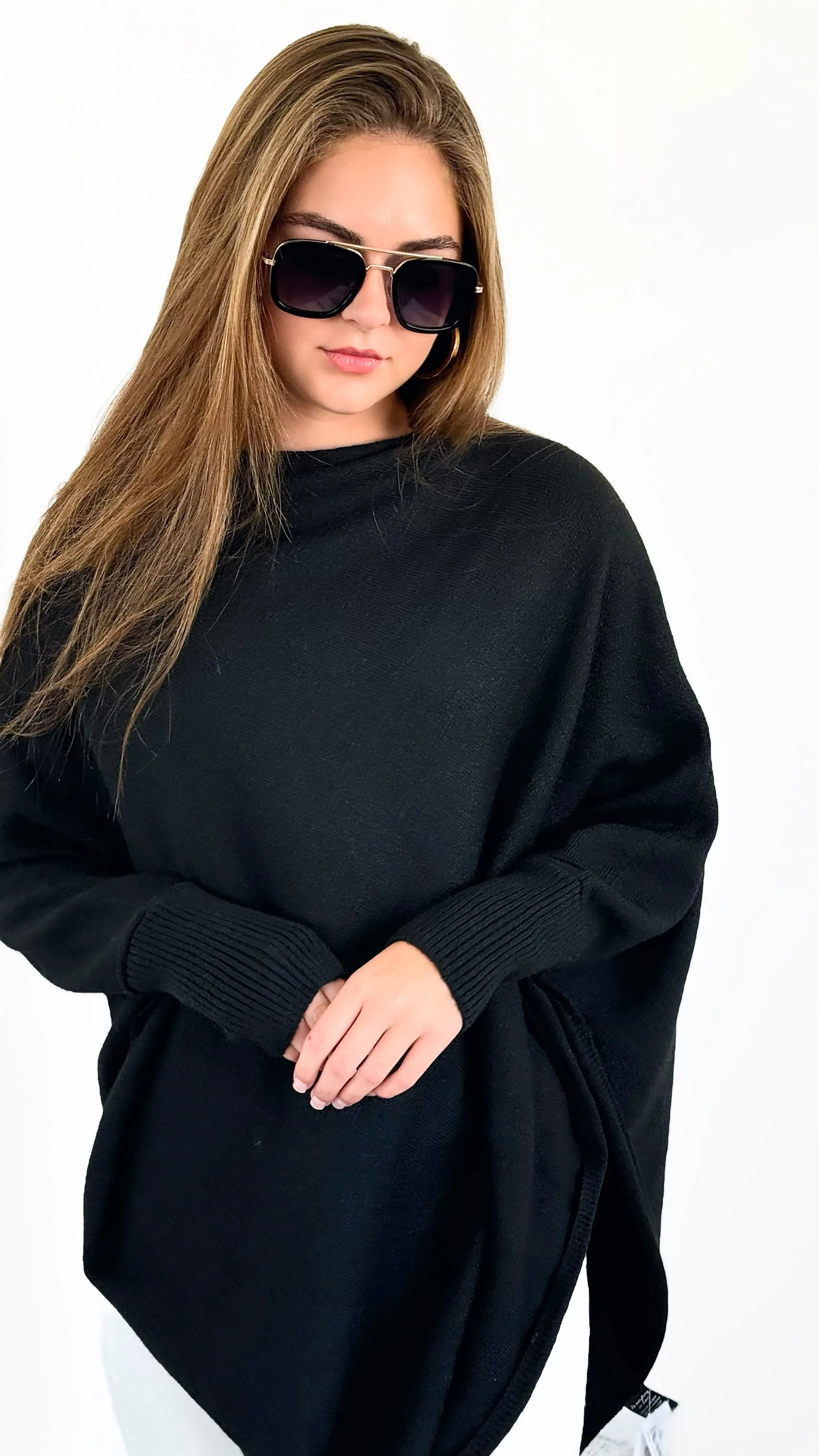 Breeze Knit Poncho - Black