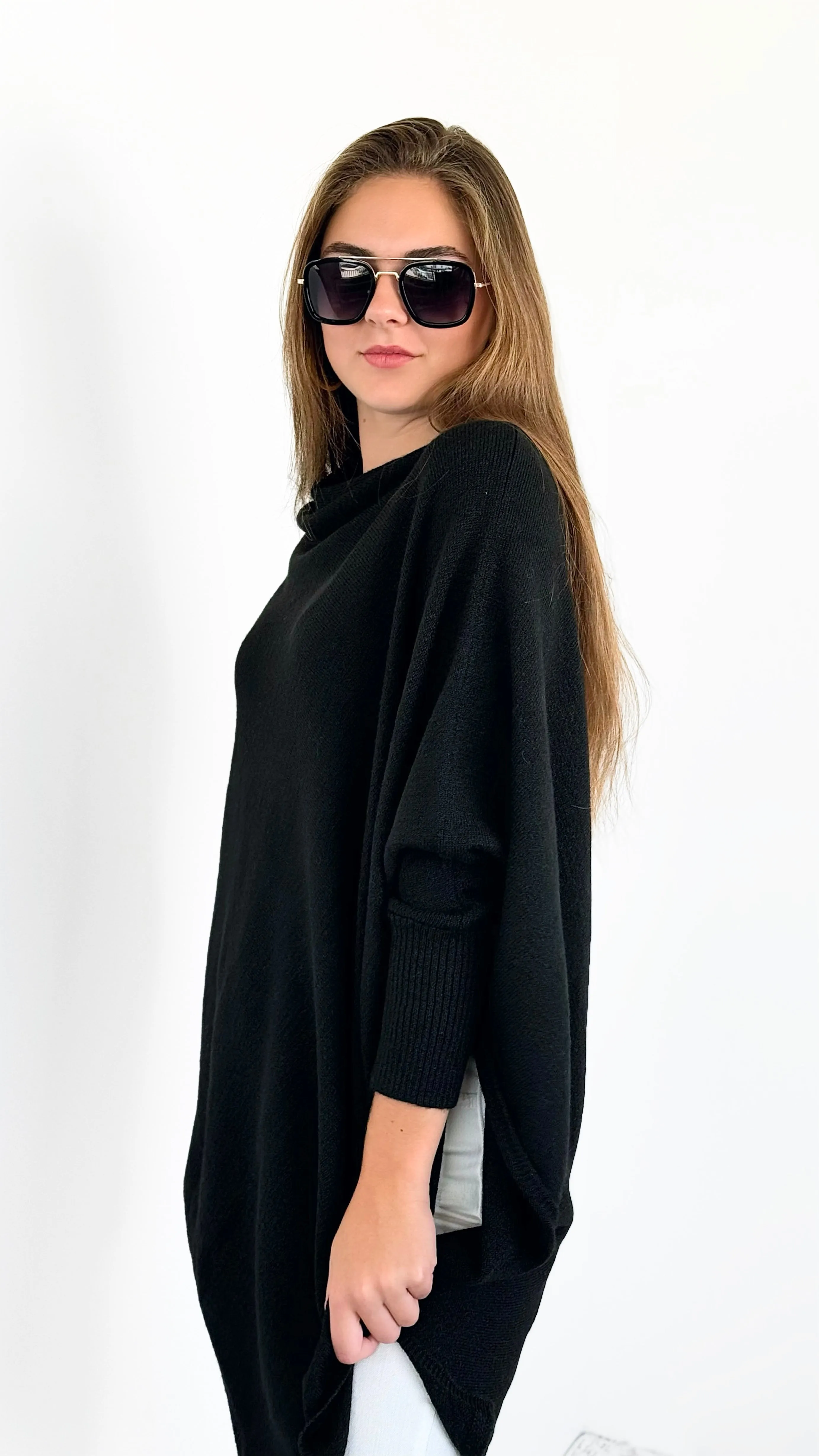 Breeze Knit Poncho - Black