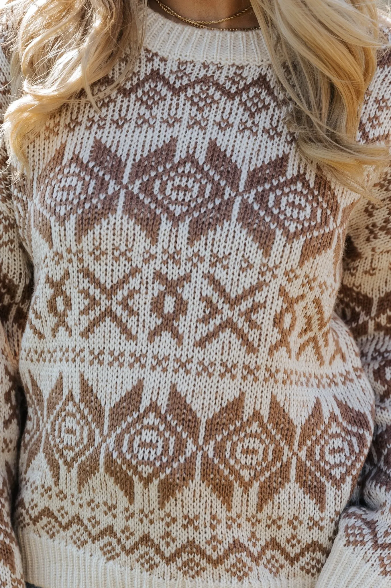 Brown and Beige Aztec Print Sweater - FINAL SALE