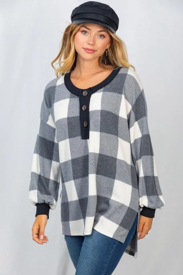 Buffalo Plaid Knit Top