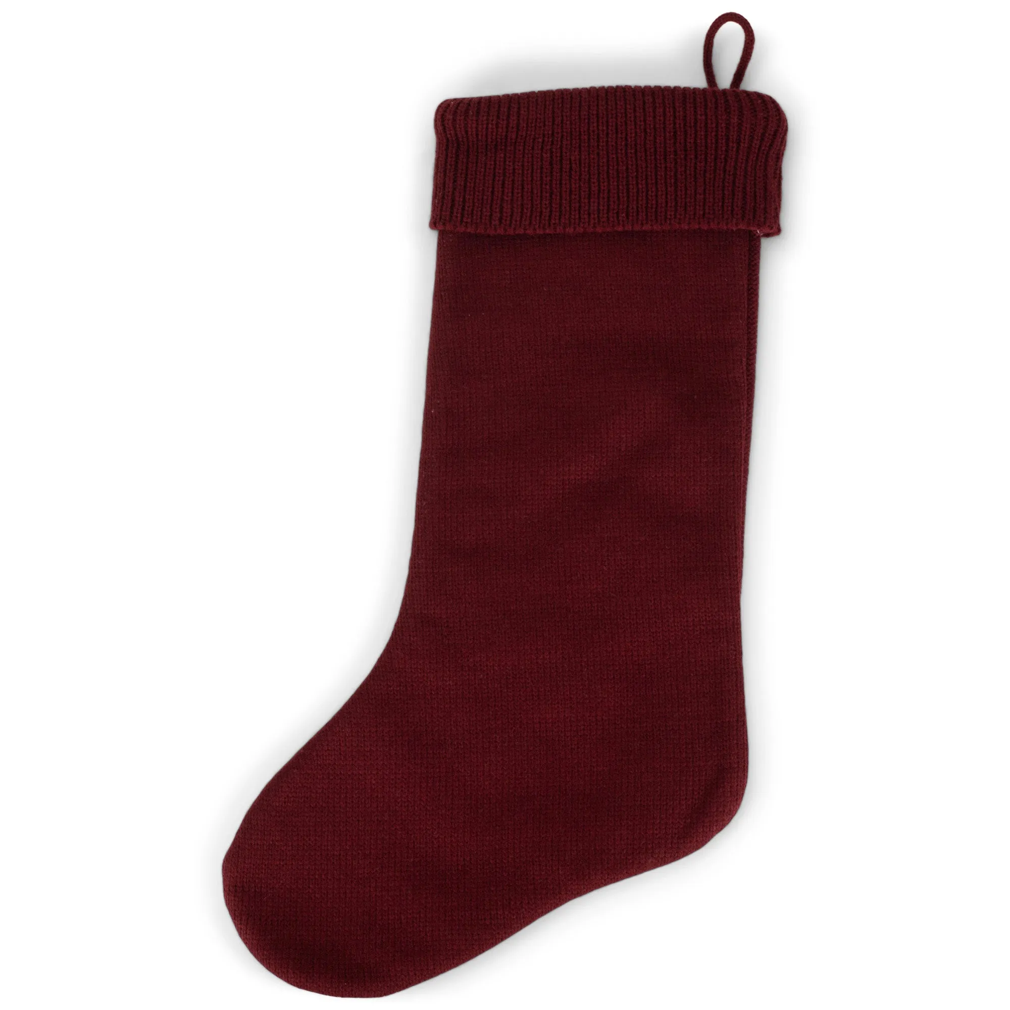 Cable Knit Sweater with Ribbed Cuff Christmas Stocking Decoration 18.5 inches long - Pack of 2 - Burgundy