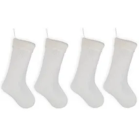 Cable Knit Sweater with Ribbed Cuff Christmas Stocking Decoration 18.5 inches long - Pack of 4 - White