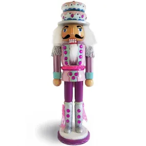 Candy Cane Nutcracker Pink and Teal with Cake Hat 12 inch