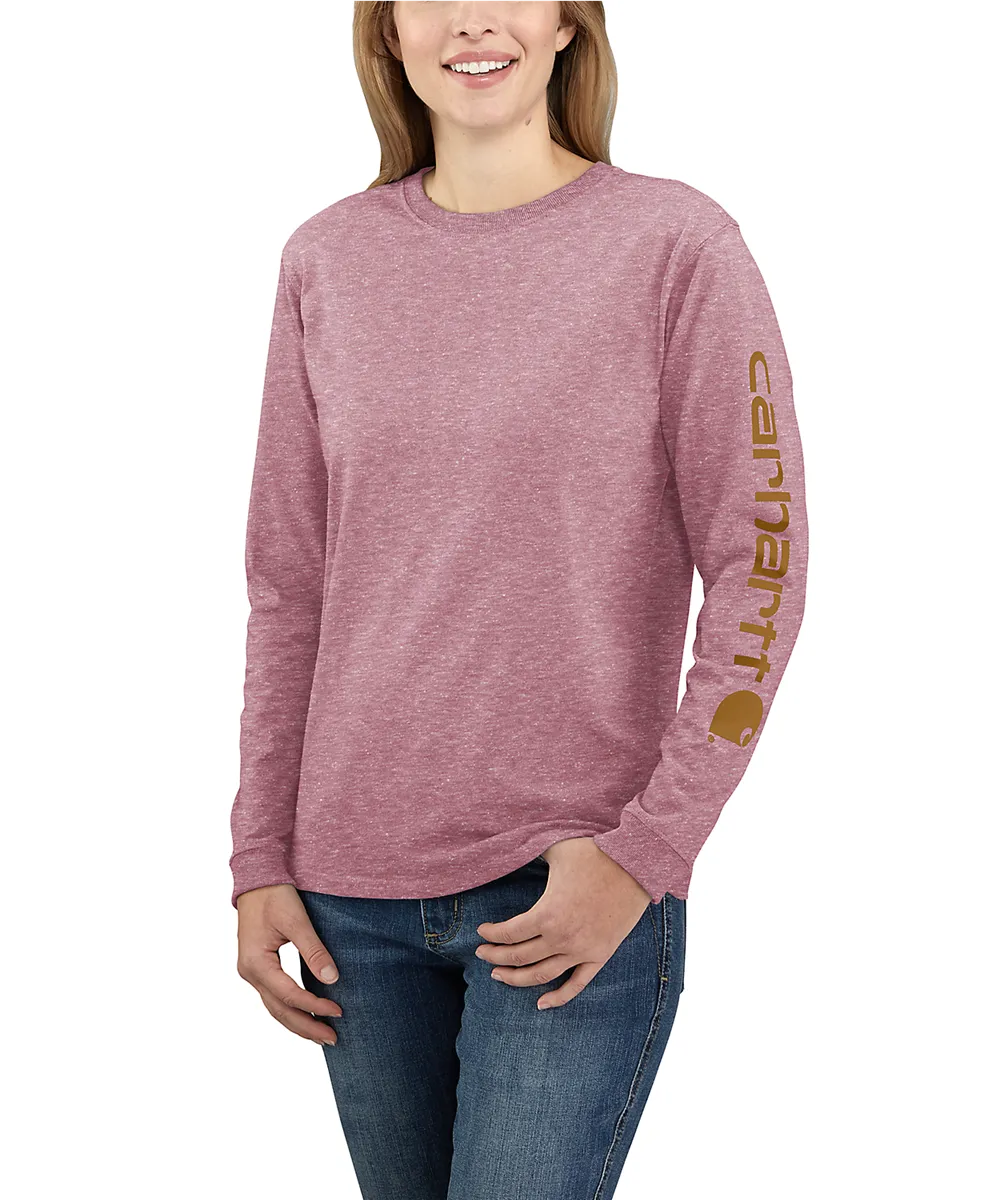 Carhartt Women's Signature Sleeve Logo Long Sleeve T-shirt - Foxglove Heather