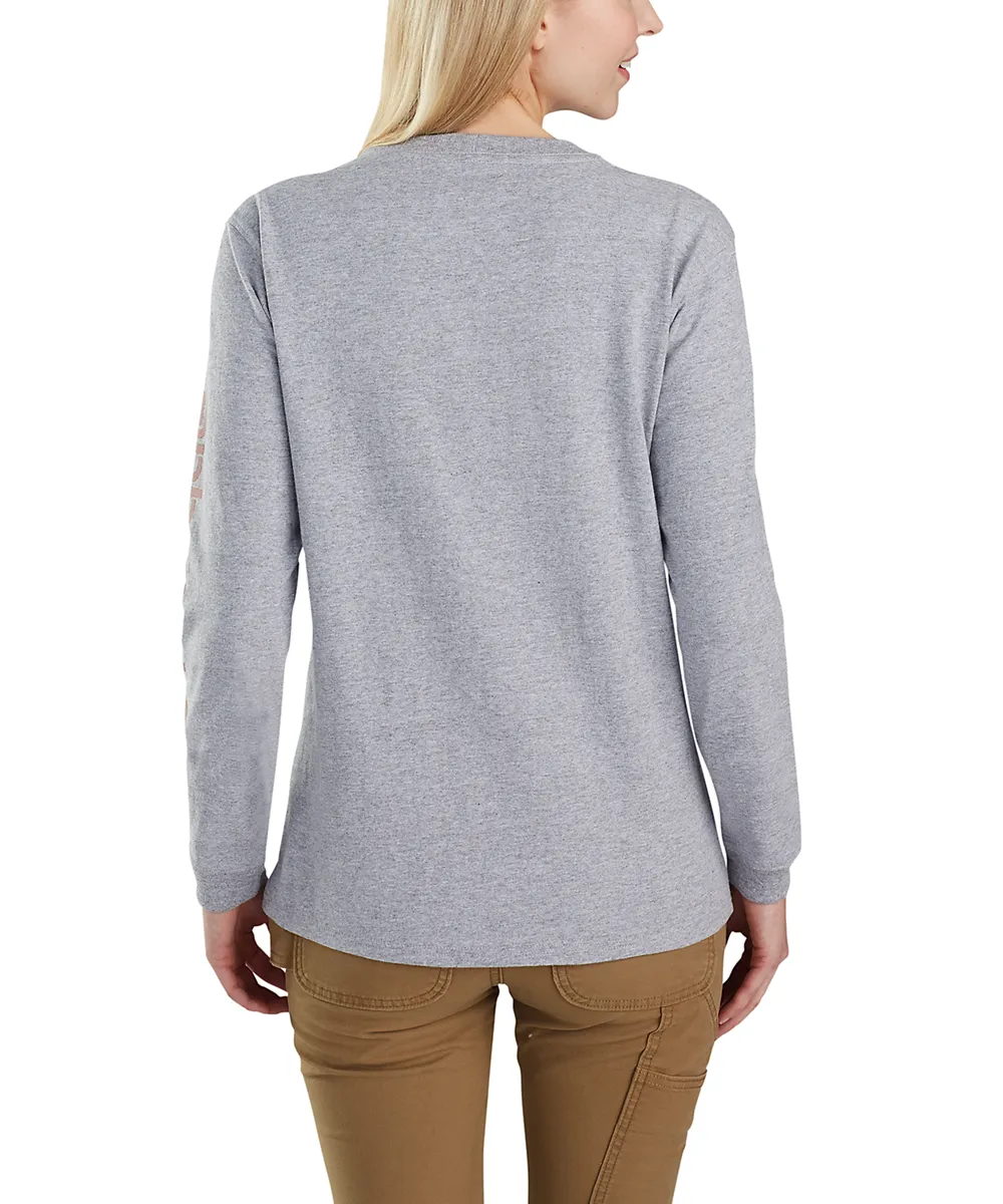 Carhartt Women's Signature Sleeve Logo Long Sleeve T-shirt - Heather Grey