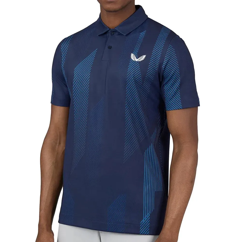 Castore Geo Splice Printed Golf Polo Shirt - Navy