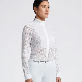 Cavalleria Toscana Perforated Long Sleeve Show Shirt - White