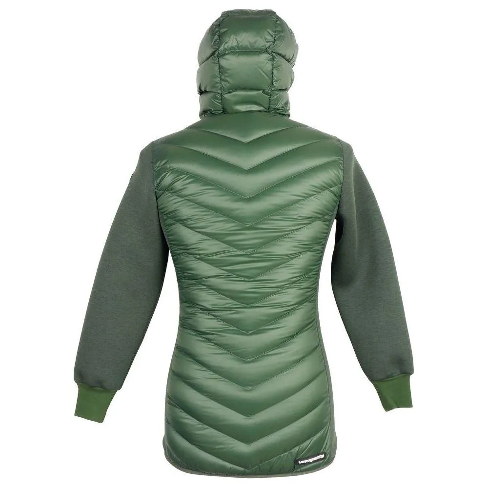 Centogrammi Elegant Hooded Long Down Jacket in Dark Green