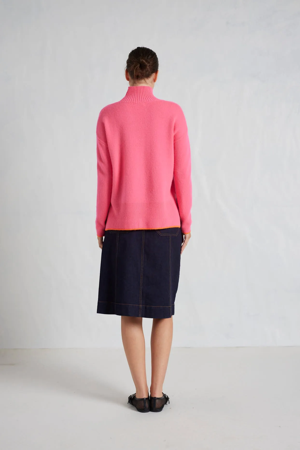 Chantal Cashmere Polo in Electric Pink