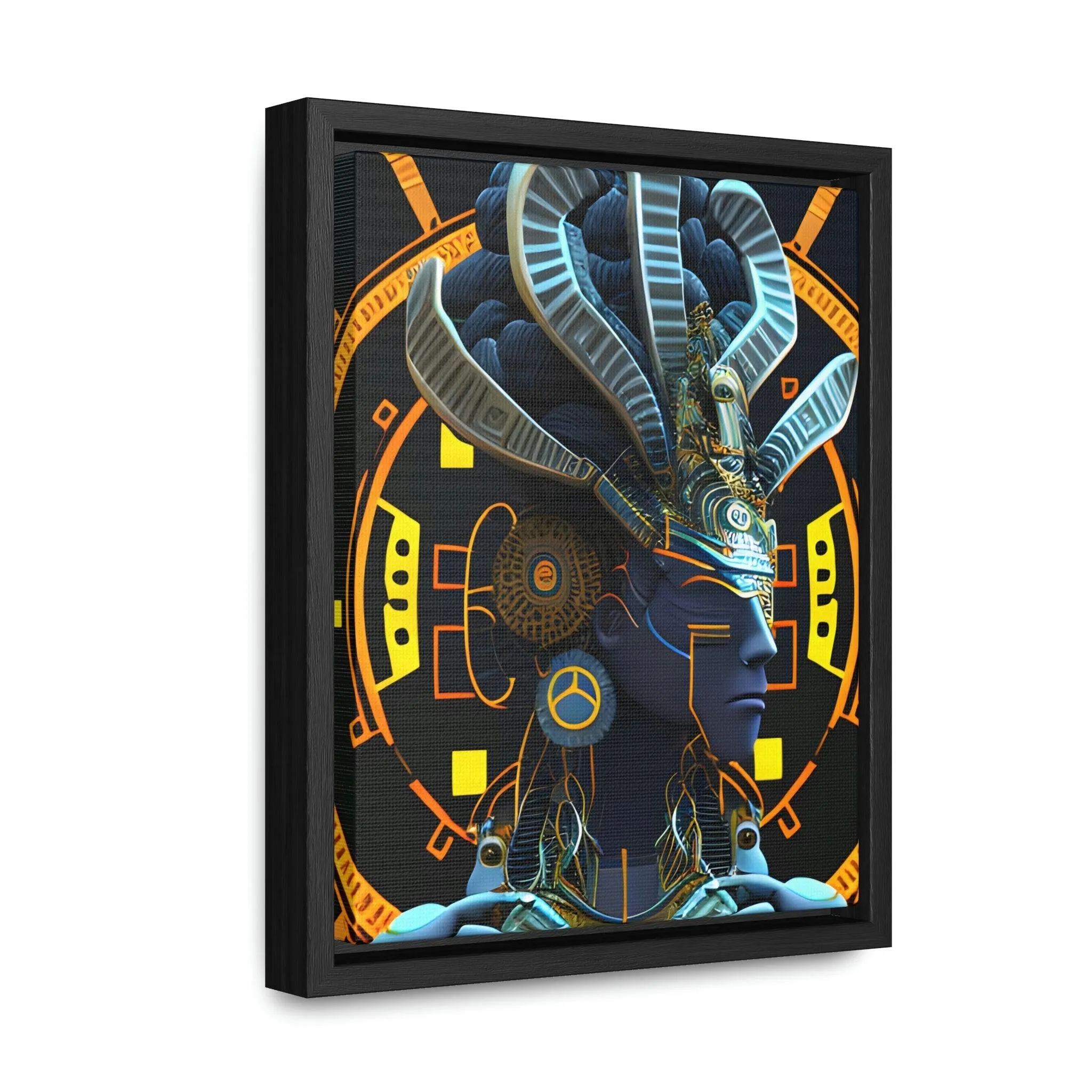 Chaos Existence Mayan Aztec Robot Alien Gallery Print on Canvas - Cultural Fusion Home Decor Art,